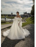 Strapless Pearl Beaded Ivory Lace Tulle Floral Wedding Dress